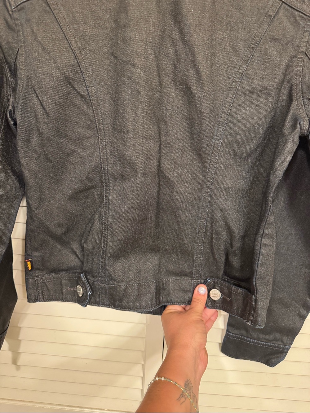Todd Oldham Black Denim Jean Jacket with Silver Buttons - Picture 6 of 7